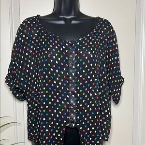 Colorful Heart Pattern Women's Blouse